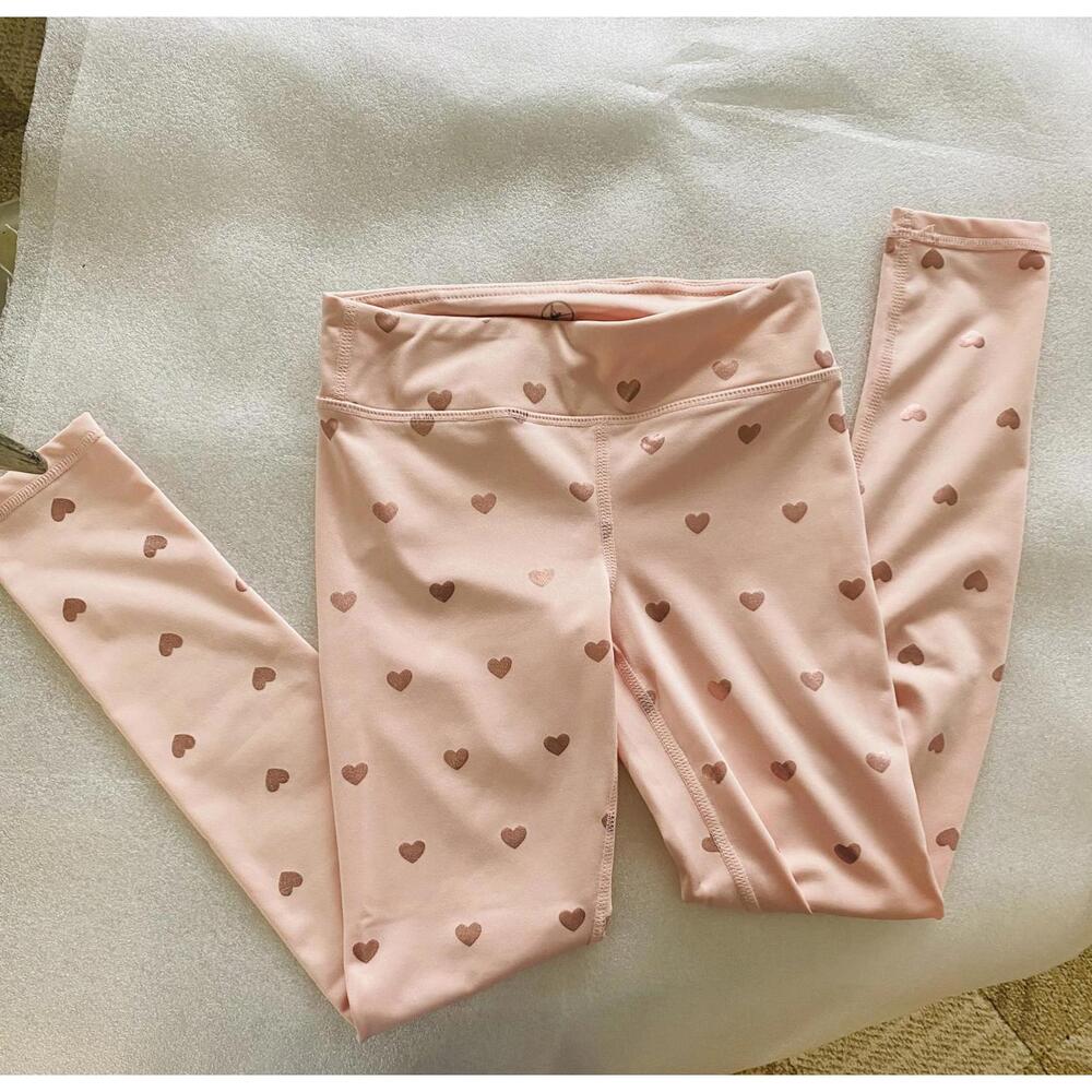 90 Degree by Reflex Girls Pink Heart Print Leggings S/7-8